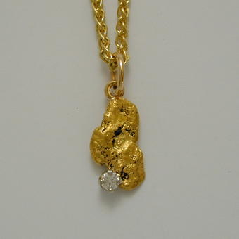 Nugget & Diamond Pendant